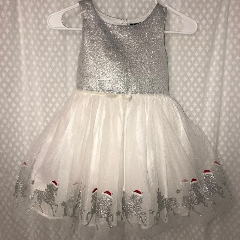 Pink Violet Holiday Dress - Silver White Sparkly